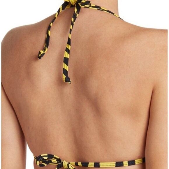 Kendall Kylie Black Yellow Tiger Print Triangle Bikini Top Xs - Picture 2 of 6